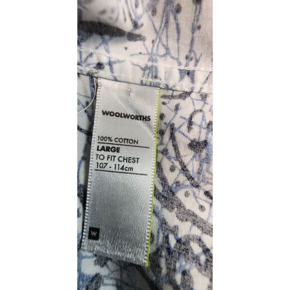 Men's Woolworth Multicolor Blue/White Long Sleeve Button Down Shirt Size Large - Picture 5 of 7